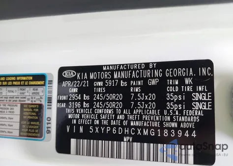 2021 Kia Telluride S z USA, uszkodzony, nr VIN 5XYP6DHCXMG183944